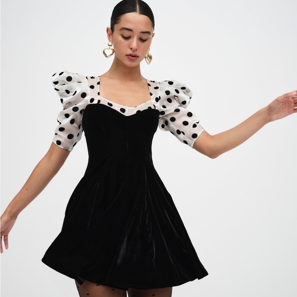 NWT FOR LOVE & LEMONS Dolly Velvet Mini Dress Women’s Size M - Picture 3 of 5